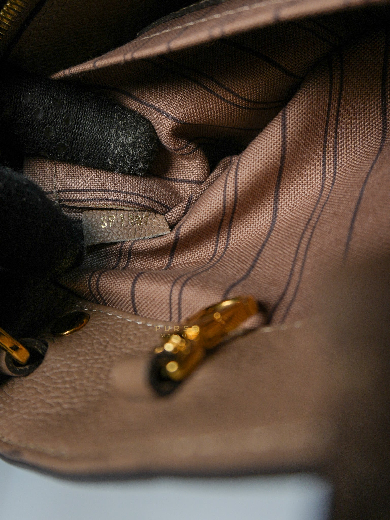 Montaigne BB in Taupe Monogram Empreinte Leather (Date Code: SP1197) | Purse Maison Luxury Bags Shop