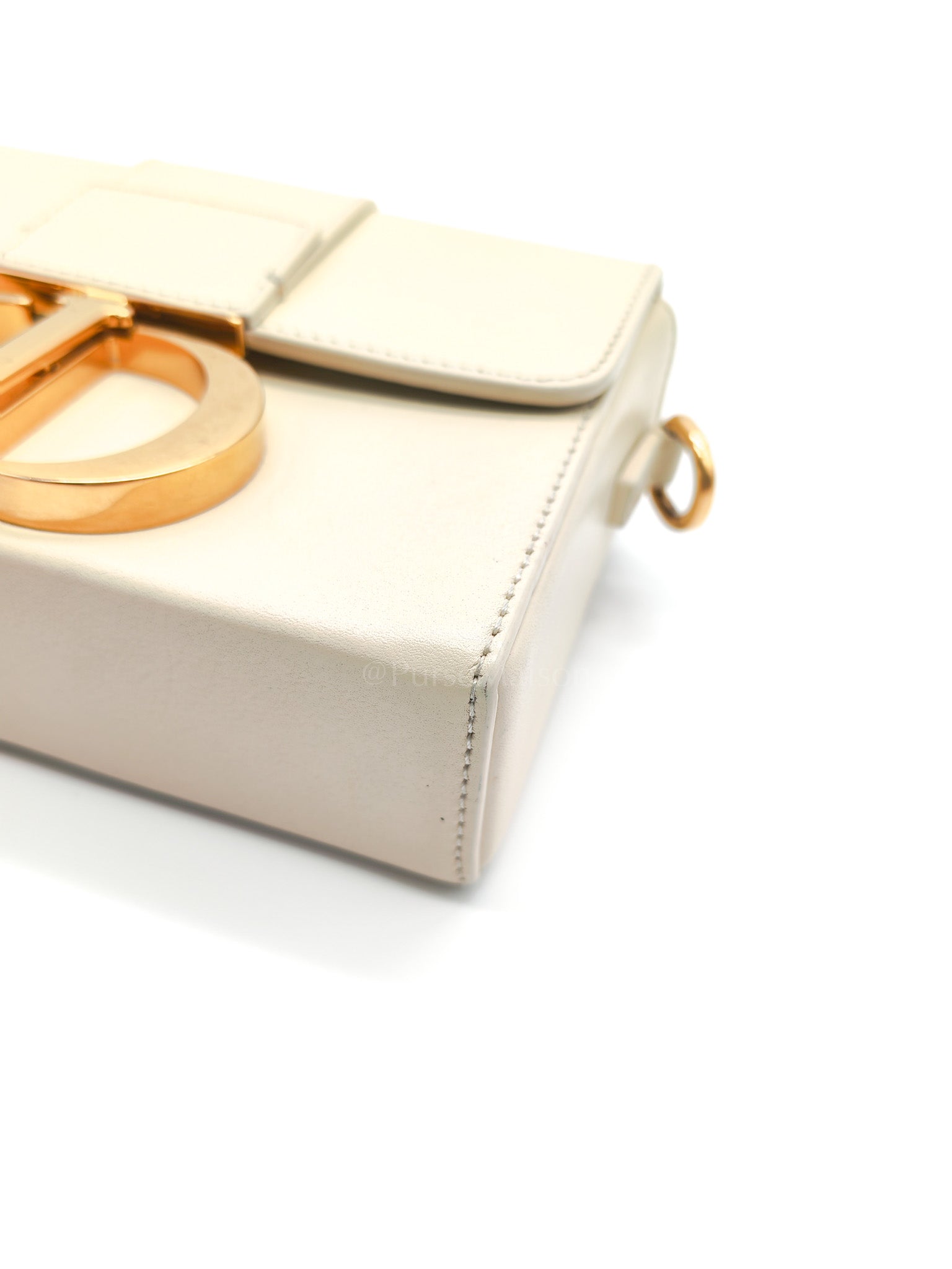 Montaigne Box Bag in Off-White Lambskin Leather and Gold Hardware Shoulder Bag | Purse Maison Luxury Bags Shop