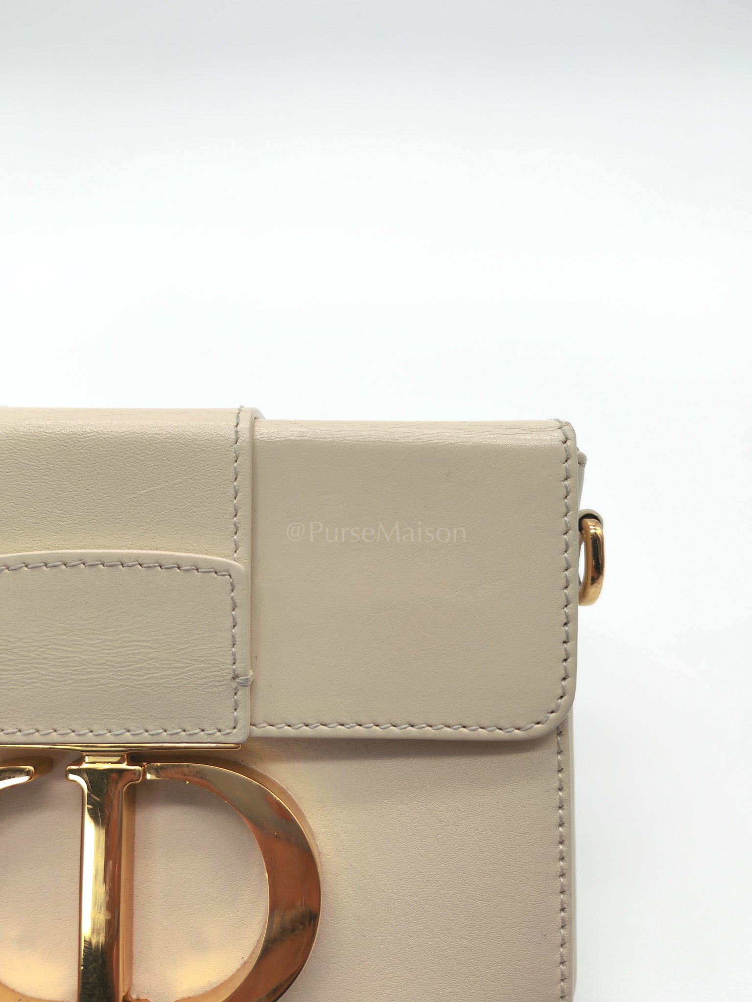 Montaigne Box Bag in Off-White Lambskin Leather and Gold Hardware Shoulder Bag | Purse Maison Luxury Bags Shop