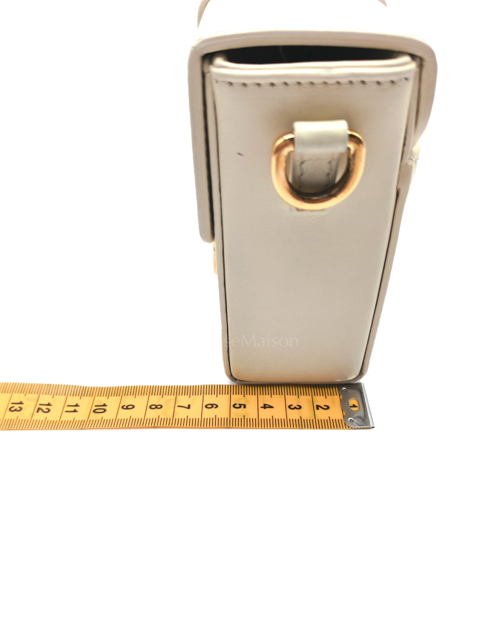 Montaigne Box Bag in Off-White Lambskin Leather and Gold Hardware Shoulder Bag | Purse Maison Luxury Bags Shop