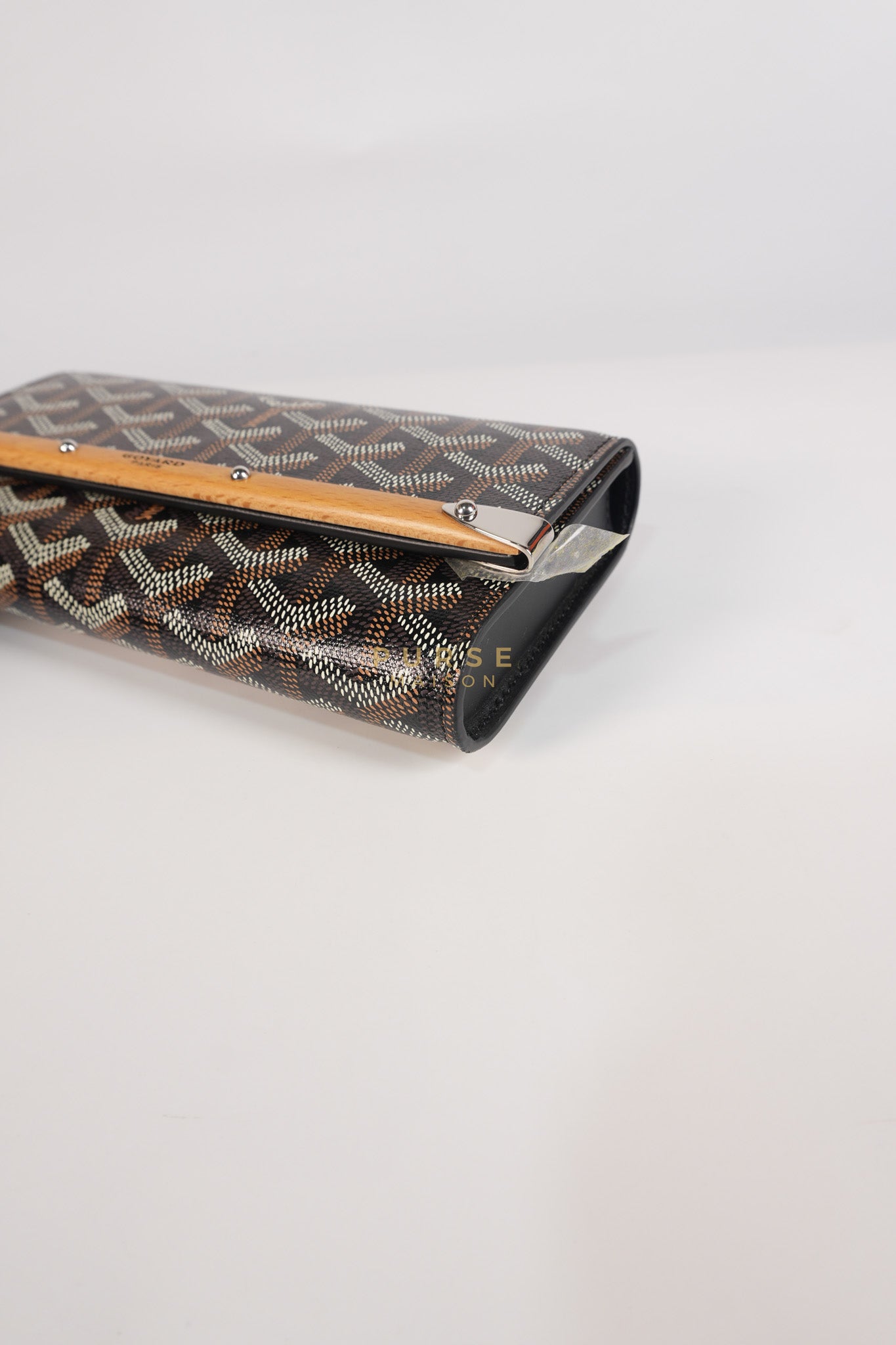 Monte Carlo Clutch Bag in Black Goyardine Canvas | Purse Maison Luxury Bags Shop