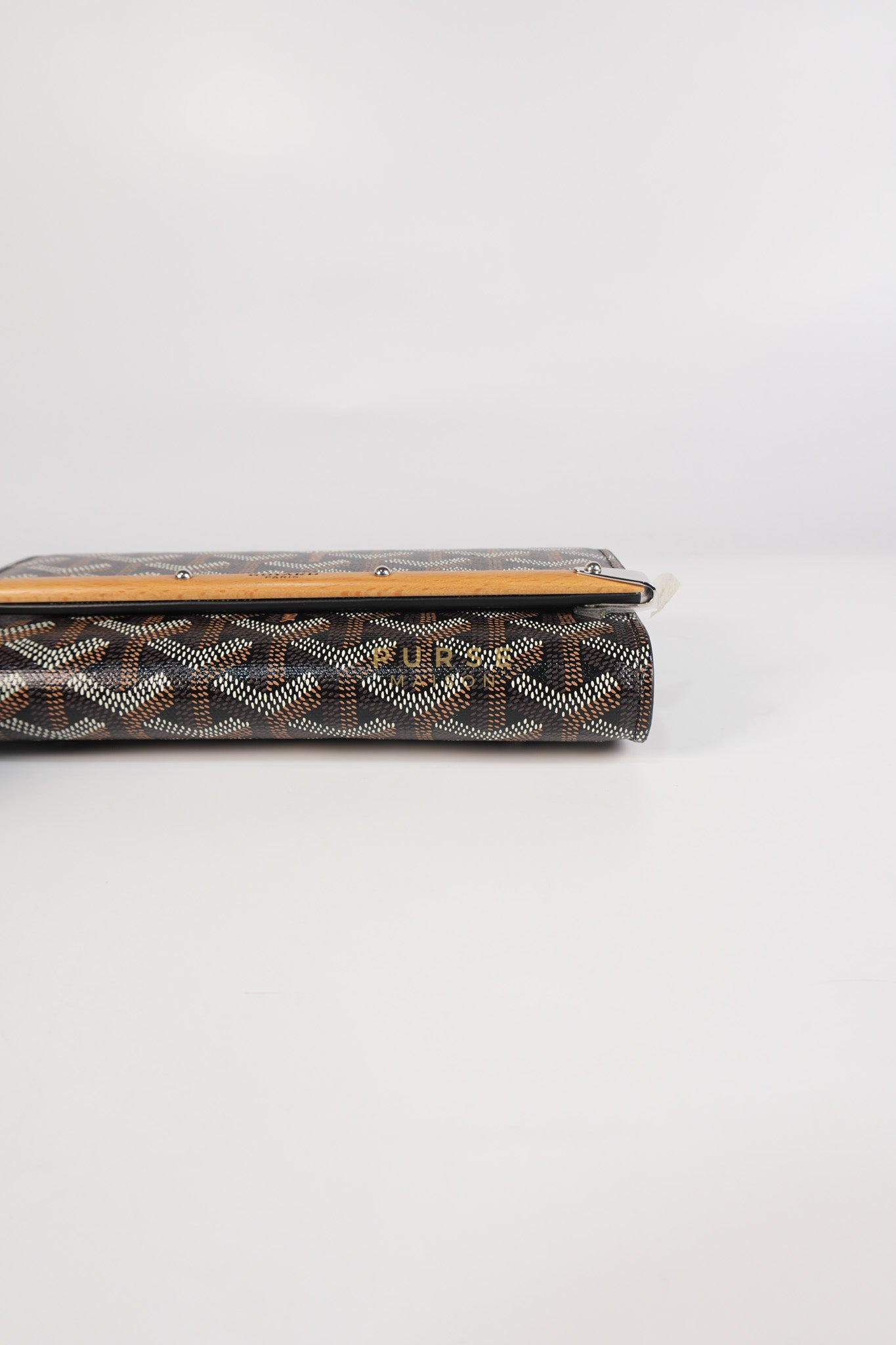Monte Carlo Clutch Bag in Black Goyardine Canvas | Purse Maison Luxury Bags Shop