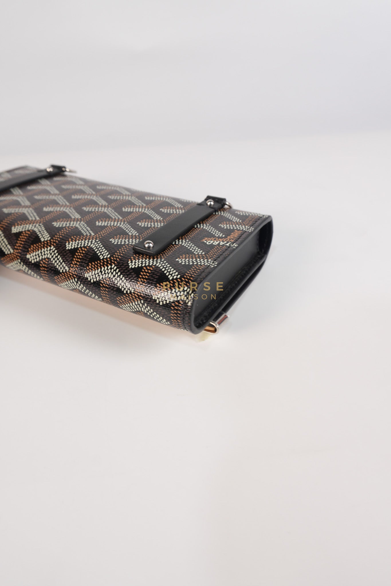 Monte Carlo Clutch Bag in Black Goyardine Canvas | Purse Maison Luxury Bags Shop