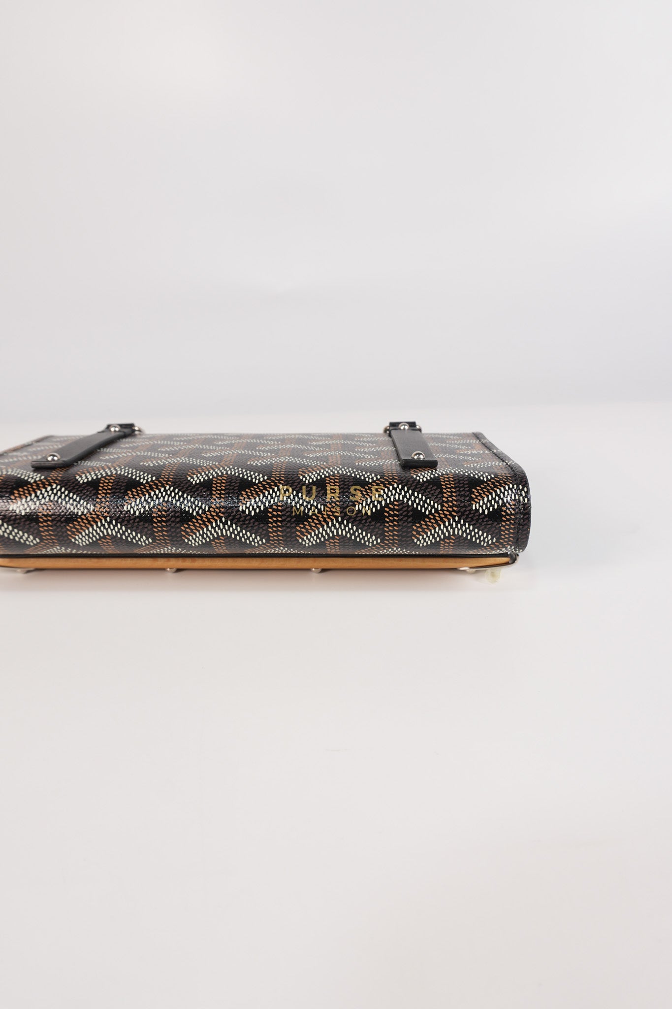Monte Carlo Clutch Bag in Black Goyardine Canvas | Purse Maison Luxury Bags Shop