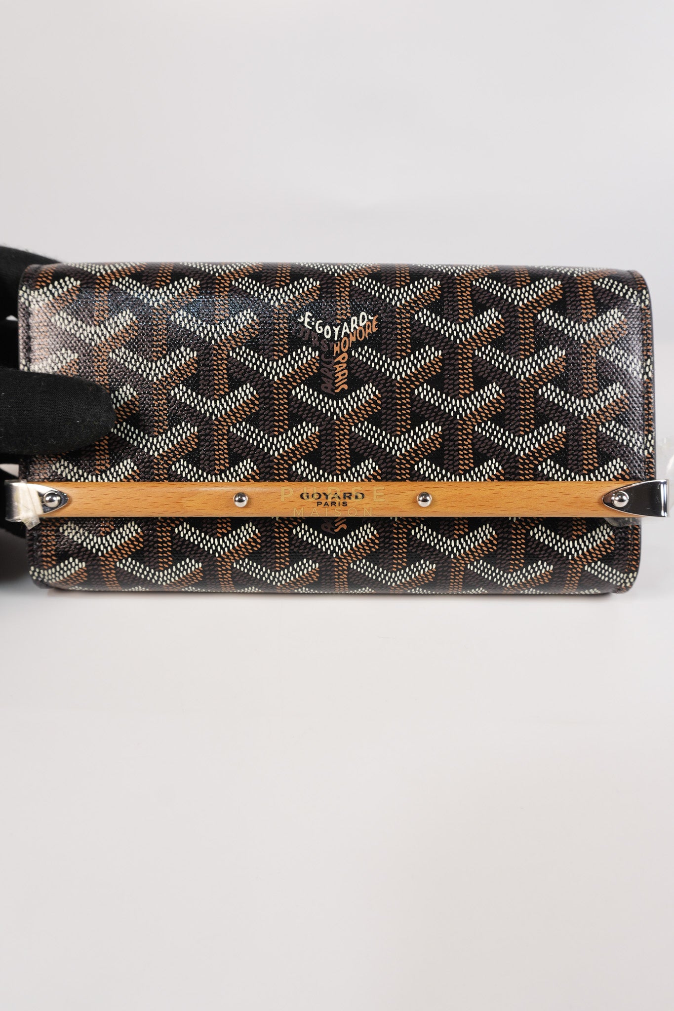 Monte Carlo Clutch Bag in Black Goyardine Canvas | Purse Maison Luxury Bags Shop