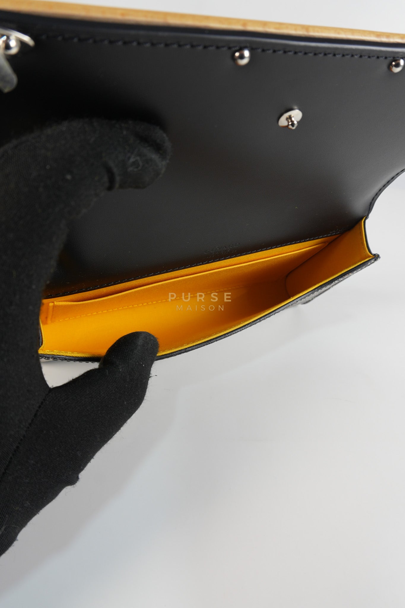 Monte Carlo Clutch Bag in Black Goyardine Canvas | Purse Maison Luxury Bags Shop