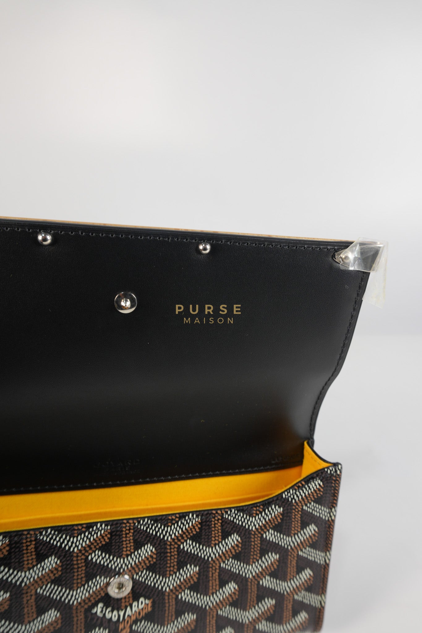 Monte Carlo Clutch Bag in Black Goyardine Canvas | Purse Maison Luxury Bags Shop