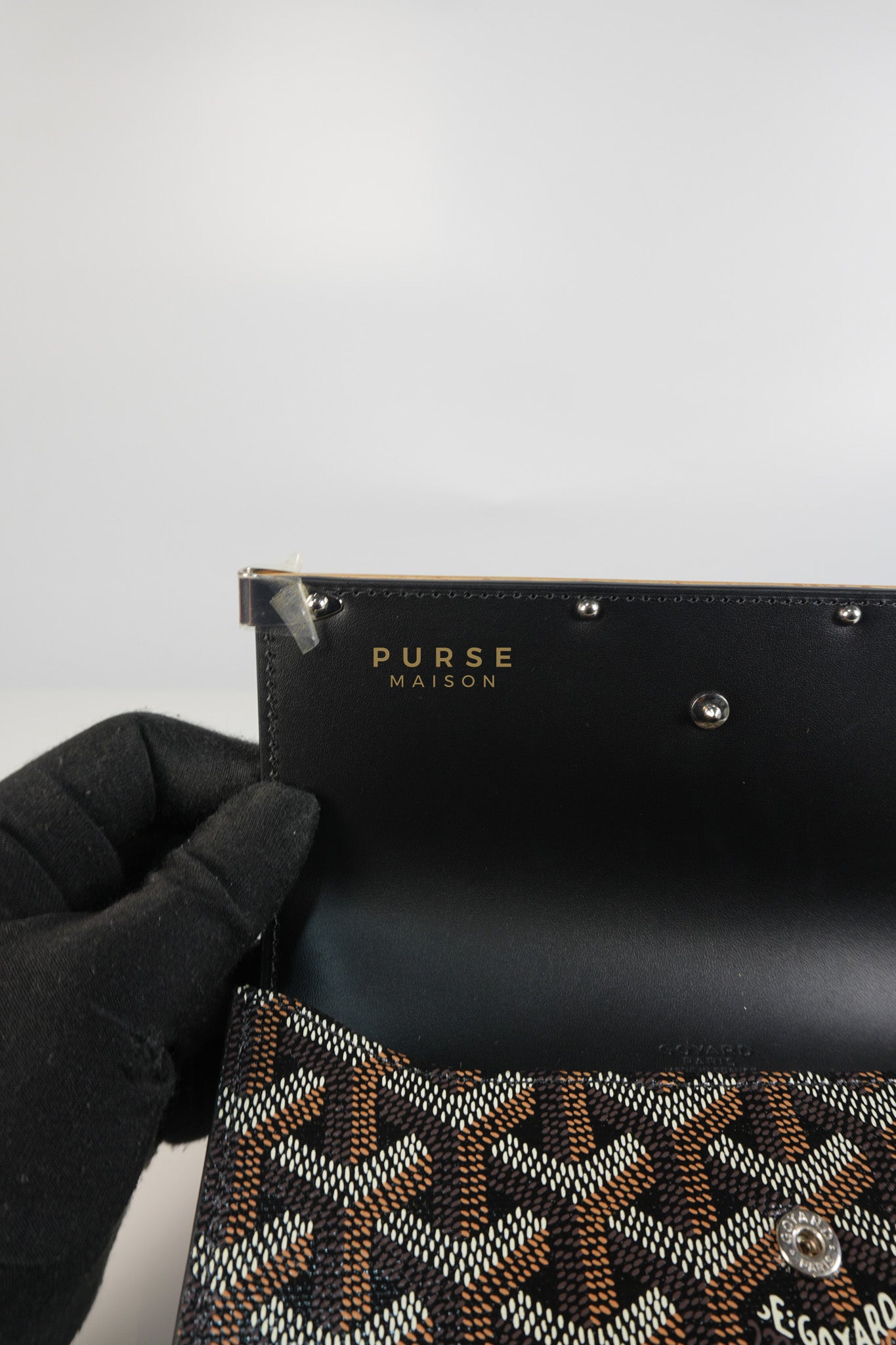 Monte Carlo Clutch Bag in Black Goyardine Canvas | Purse Maison Luxury Bags Shop