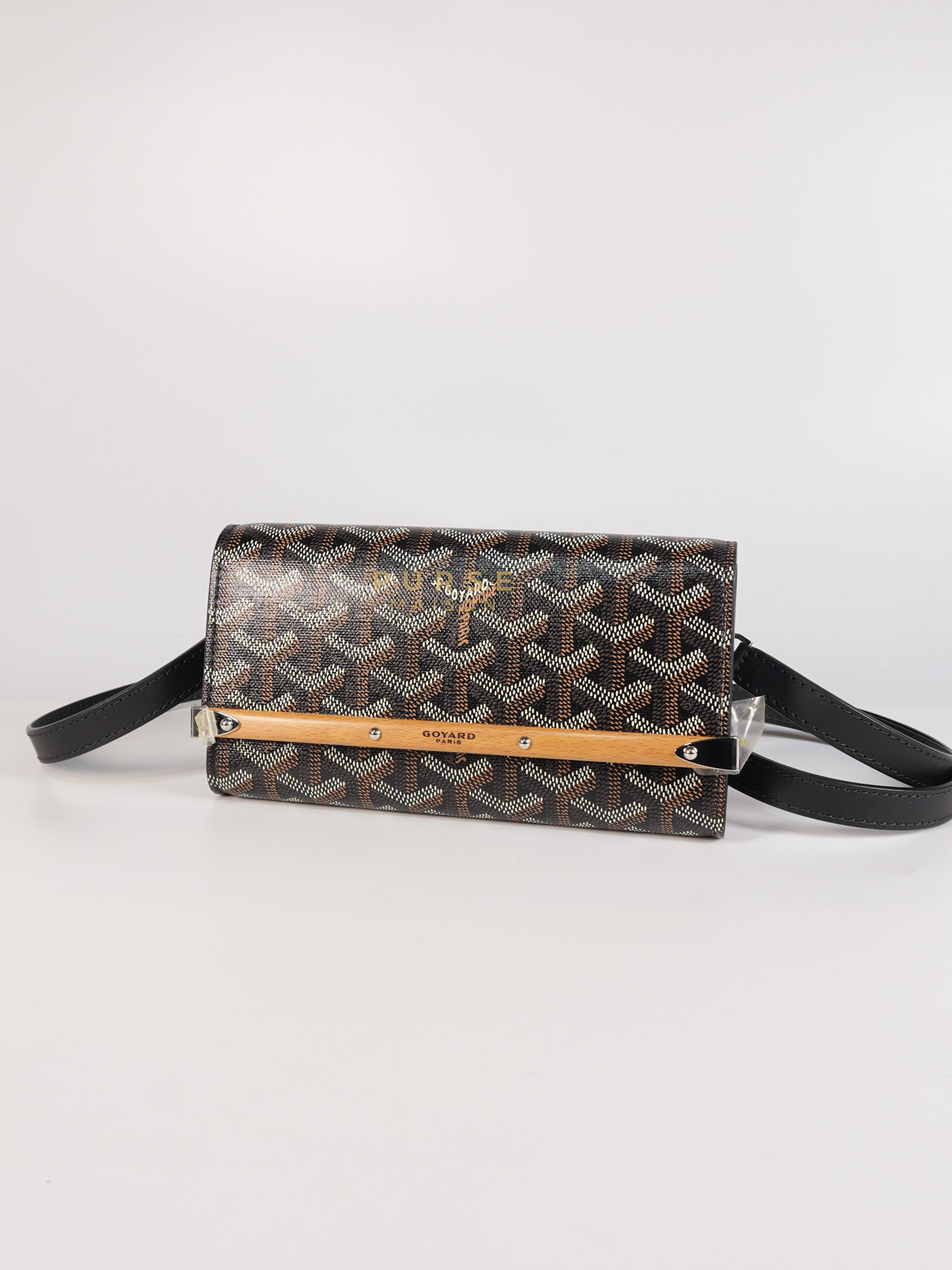 Monte Carlo Clutch Bag in Black Goyardine Canvas | Purse Maison Luxury Bags Shop