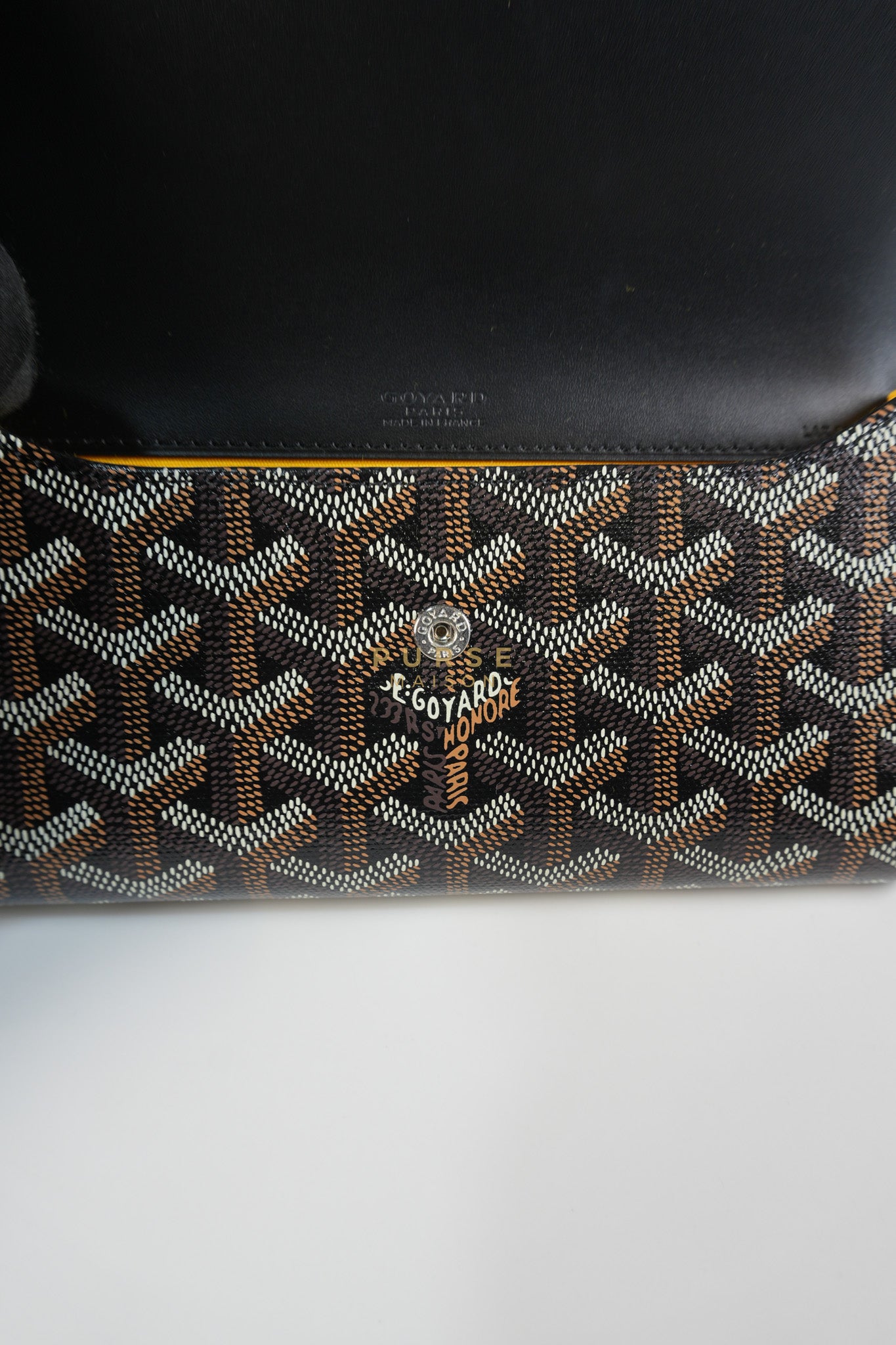 Monte Carlo Clutch Bag in Black Goyardine Canvas | Purse Maison Luxury Bags Shop