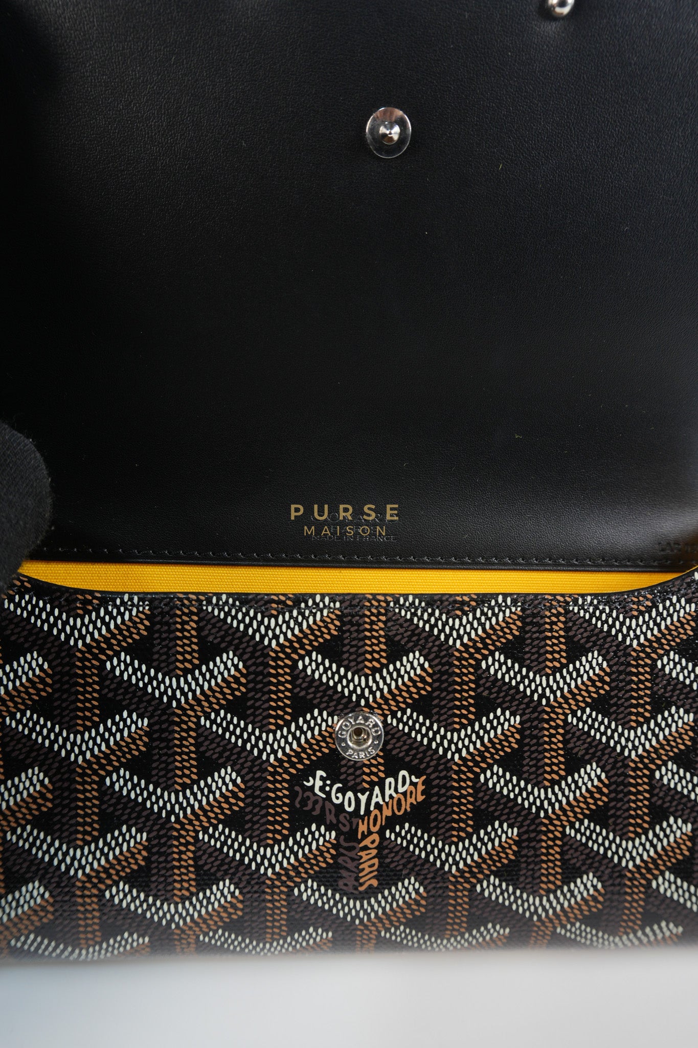 Monte Carlo Clutch Bag in Black Goyardine Canvas | Purse Maison Luxury Bags Shop