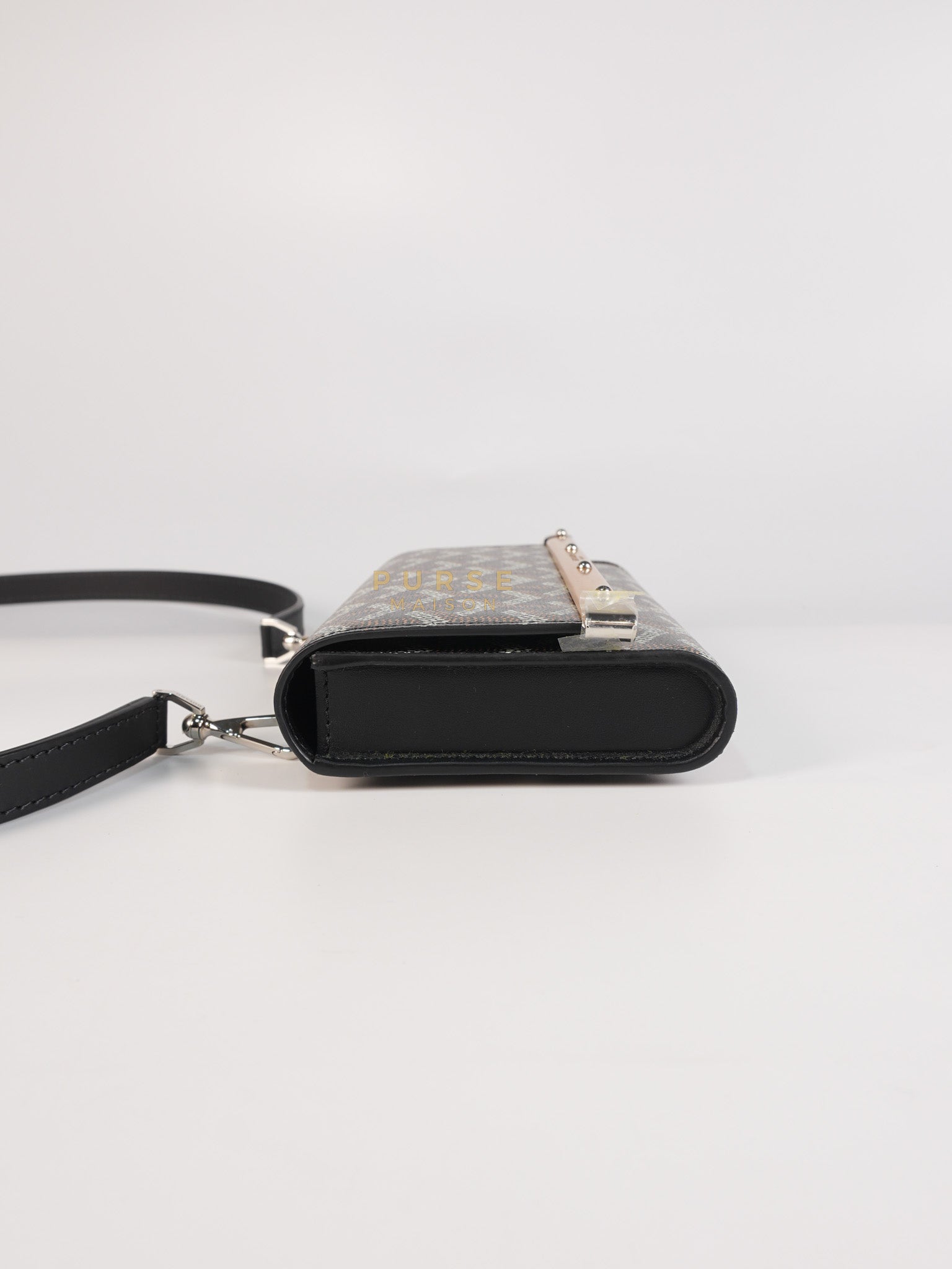 Monte Carlo Clutch Bag in Black Goyardine Canvas | Purse Maison Luxury Bags Shop
