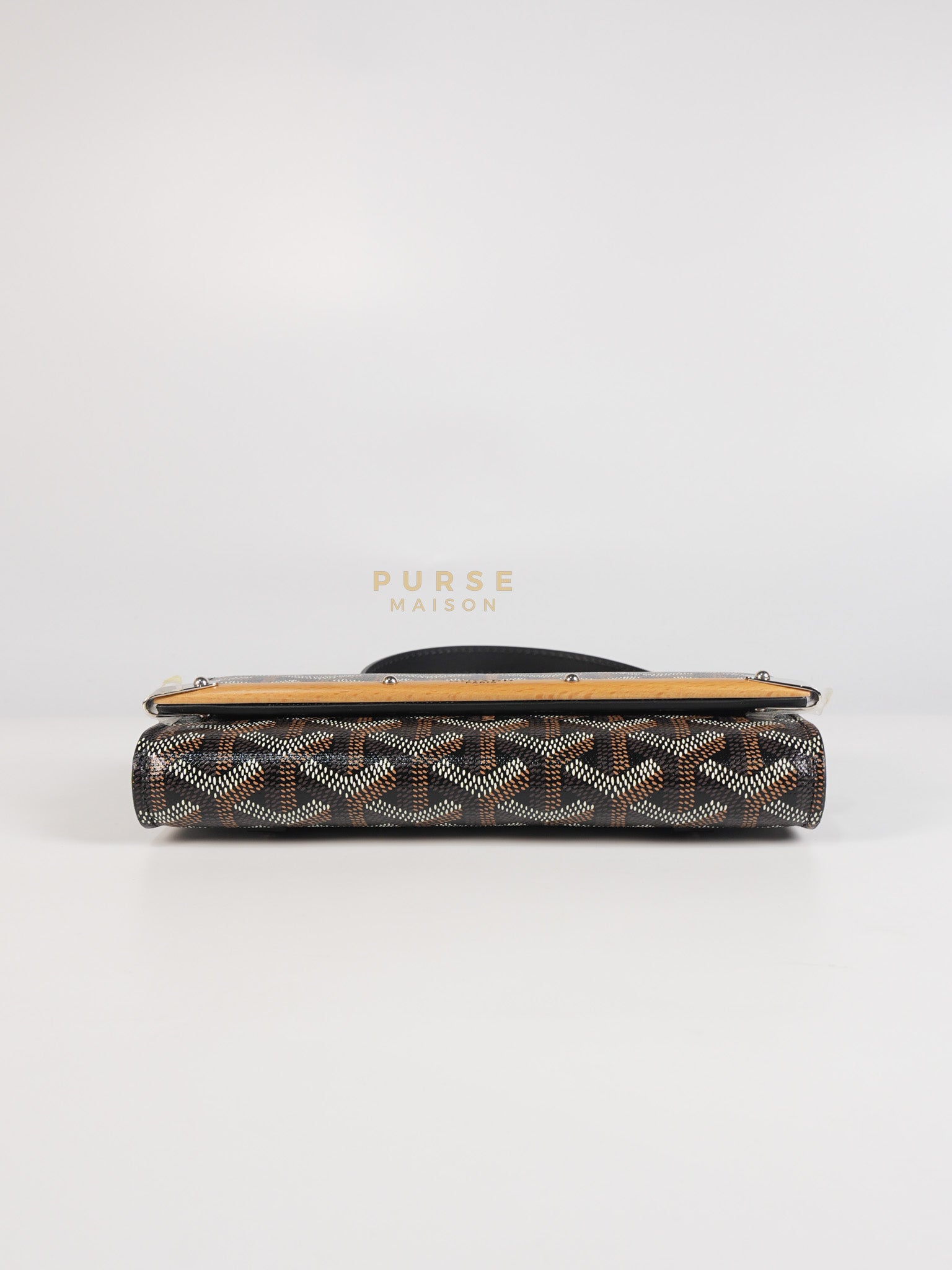 Monte Carlo Clutch Bag in Black Goyardine Canvas | Purse Maison Luxury Bags Shop