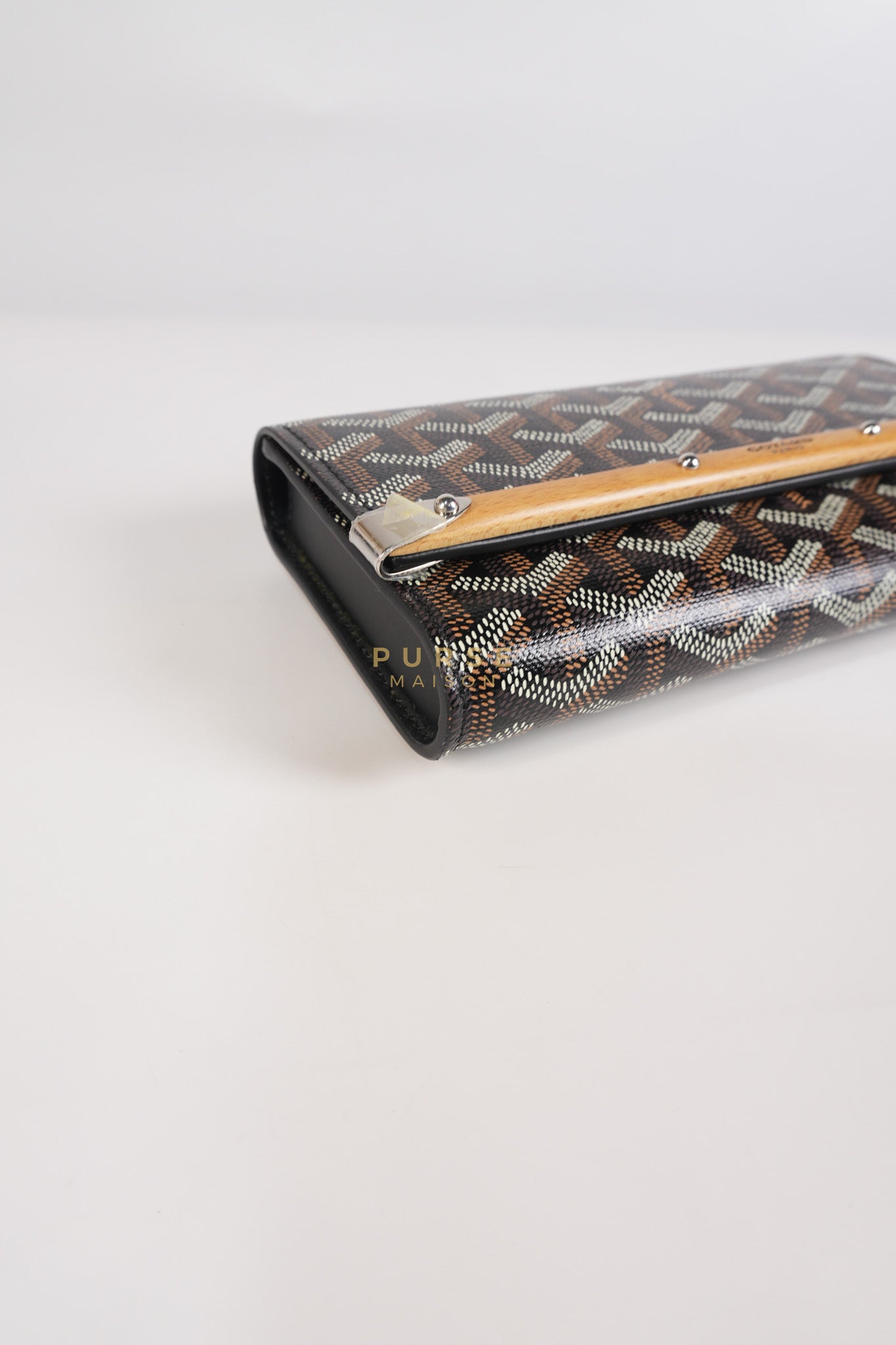 Monte Carlo Clutch Bag in Black Goyardine Canvas | Purse Maison Luxury Bags Shop