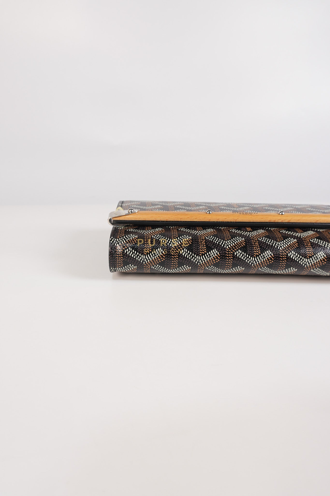 Monte Carlo Clutch Bag in Black Goyardine Canvas | Purse Maison Luxury Bags Shop