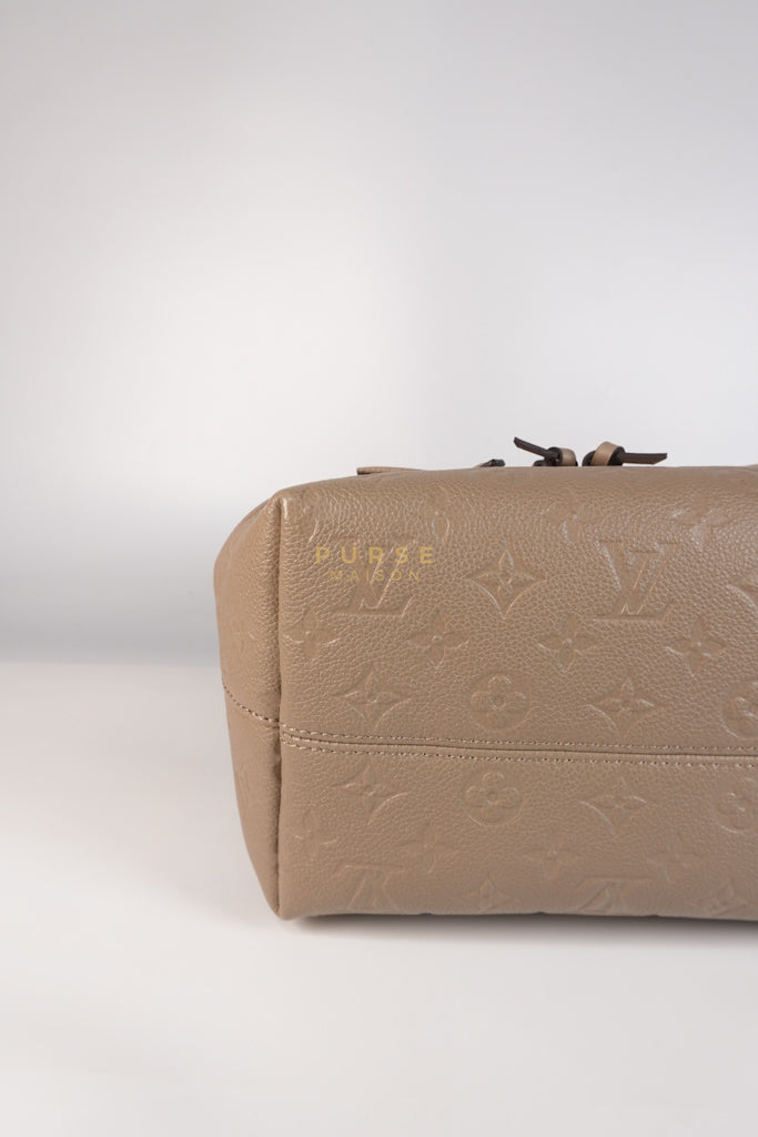 Montesouris Back Pack in Etoupe Monogram Empreinte Canvas & Gold Hardware Microchip | Purse Maison Luxury Bags Shop