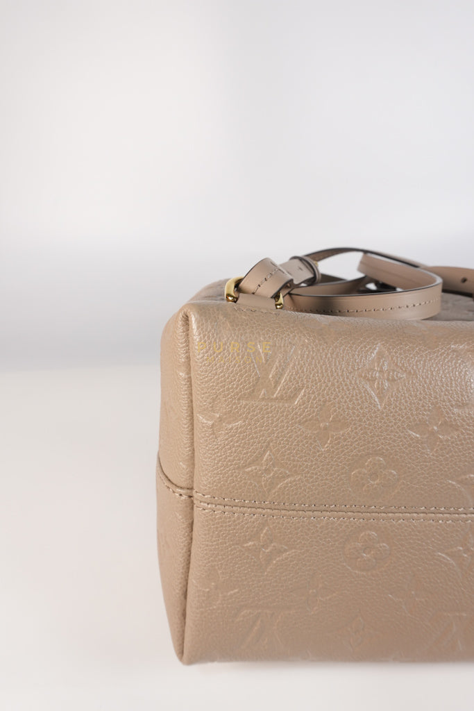 Montesouris Back Pack in Etoupe Monogram Empreinte Canvas & Gold Hardware Microchip | Purse Maison Luxury Bags Shop