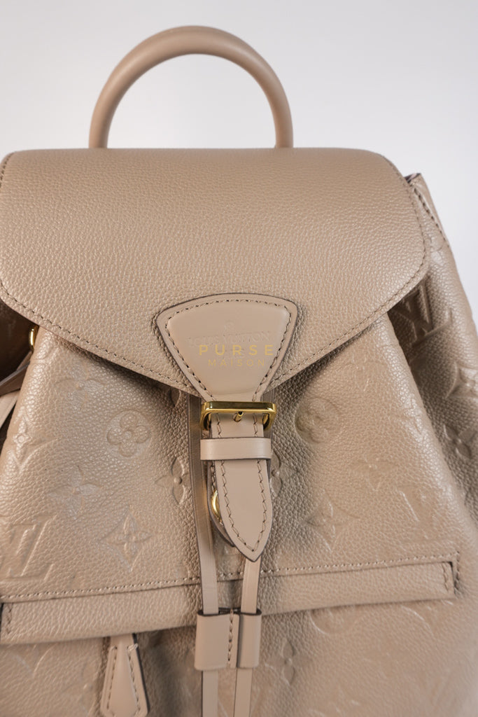 Montesouris Back Pack in Etoupe Monogram Empreinte Canvas & Gold Hardware Microchip | Purse Maison Luxury Bags Shop