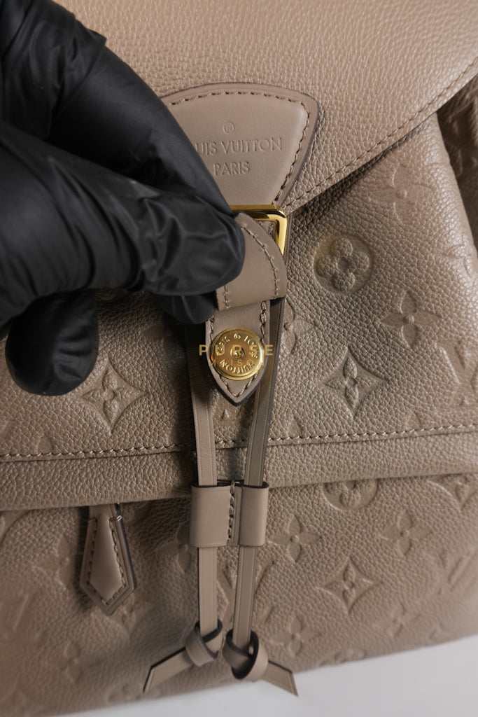 Montesouris Back Pack in Etoupe Monogram Empreinte Canvas & Gold Hardware Microchip | Purse Maison Luxury Bags Shop