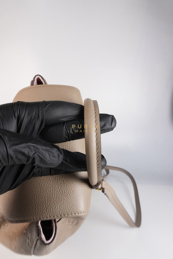 Montesouris Back Pack in Etoupe Monogram Empreinte Canvas & Gold Hardware Microchip | Purse Maison Luxury Bags Shop