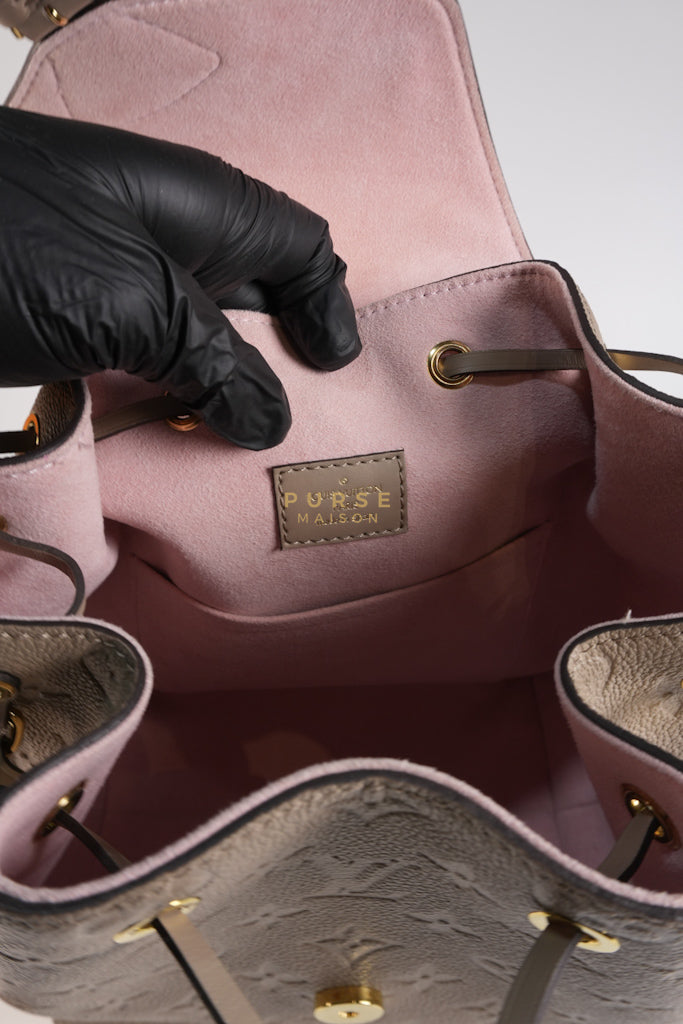 Montesouris Back Pack in Etoupe Monogram Empreinte Canvas & Gold Hardware Microchip | Purse Maison Luxury Bags Shop