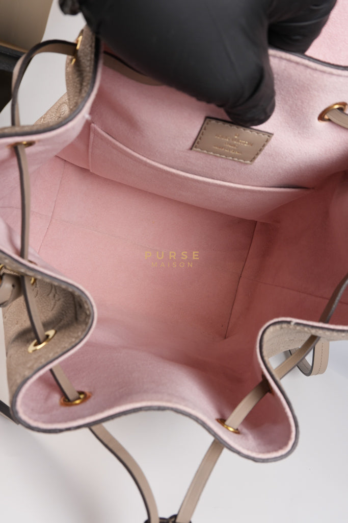 Montesouris Back Pack in Etoupe Monogram Empreinte Canvas & Gold Hardware Microchip | Purse Maison Luxury Bags Shop