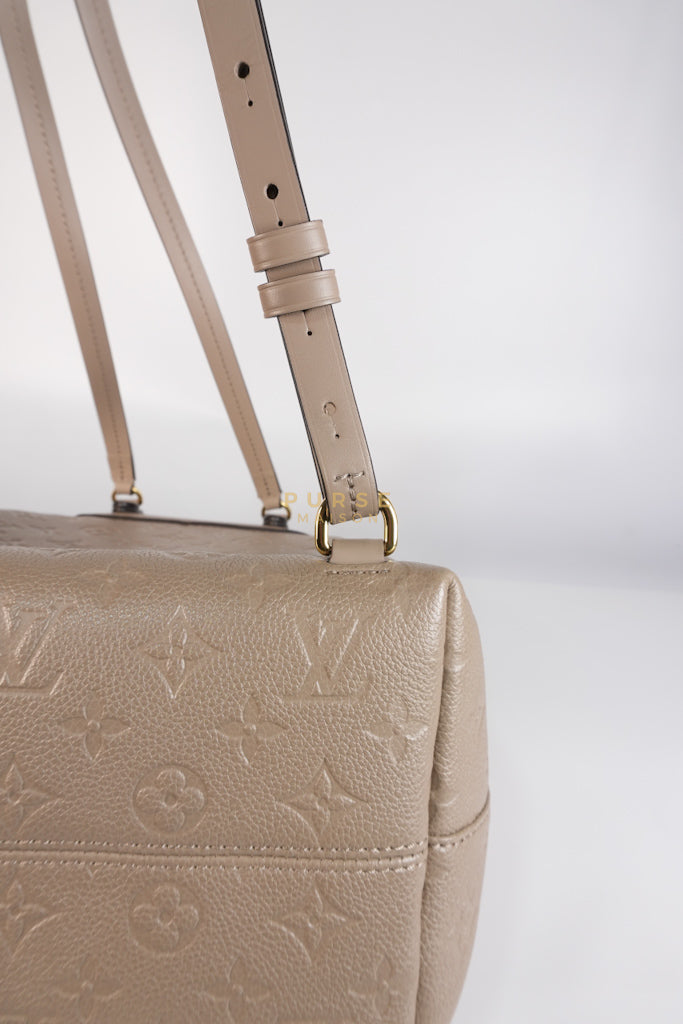 Montesouris Back Pack in Etoupe Monogram Empreinte Canvas & Gold Hardware Microchip | Purse Maison Luxury Bags Shop