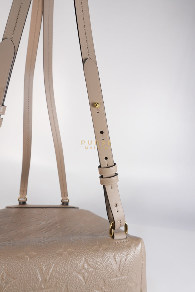 Montesouris Back Pack in Etoupe Monogram Empreinte Canvas & Gold Hardware Microchip | Purse Maison Luxury Bags Shop