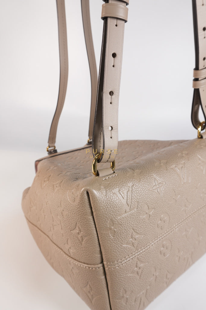 Montesouris Back Pack in Etoupe Monogram Empreinte Canvas & Gold Hardware Microchip | Purse Maison Luxury Bags Shop