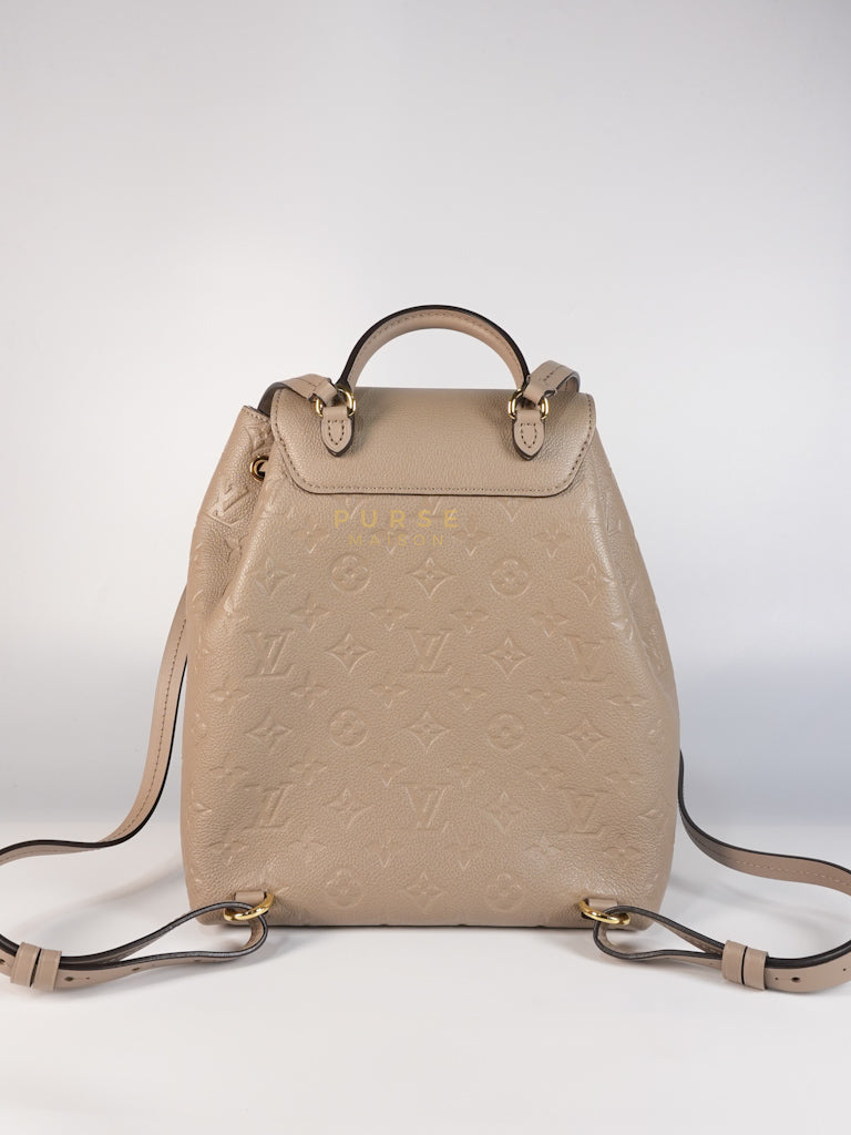 Montesouris Back Pack in Etoupe Monogram Empreinte Canvas & Gold Hardware Microchip | Purse Maison Luxury Bags Shop