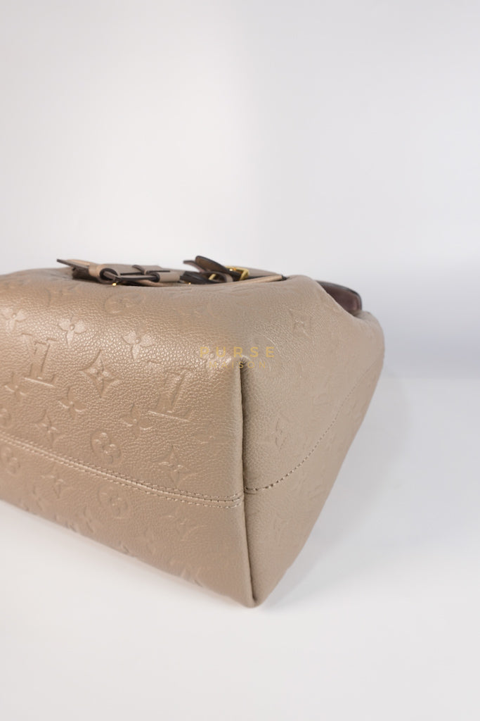 Montesouris Back Pack in Etoupe Monogram Empreinte Canvas & Gold Hardware Microchip | Purse Maison Luxury Bags Shop