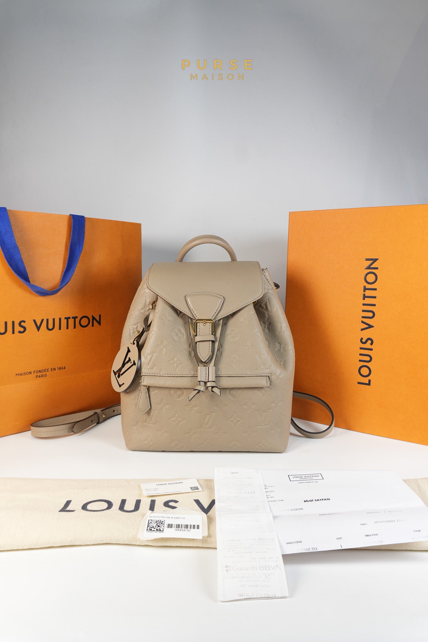 Montsouris NM in Turtledove Monogram Empreinte Leather Backpack (Microchip) | Purse Maison Luxury Bags Shop