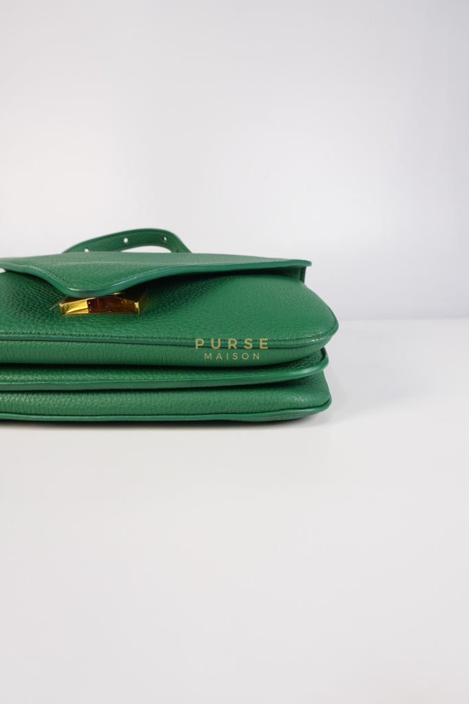 Mount Envelope Small Green in Grained Calfskin Leather Bag | Purse Maison Luxury Bags Shop
