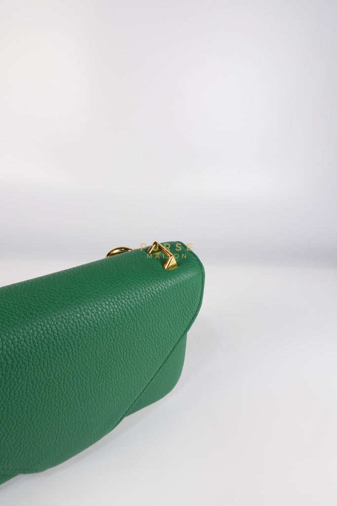 Mount Envelope Small Green in Grained Calfskin Leather Bag | Purse Maison Luxury Bags Shop