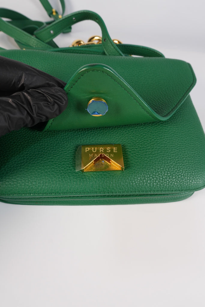 Mount Envelope Small Green in Grained Calfskin Leather Bag | Purse Maison Luxury Bags Shop
