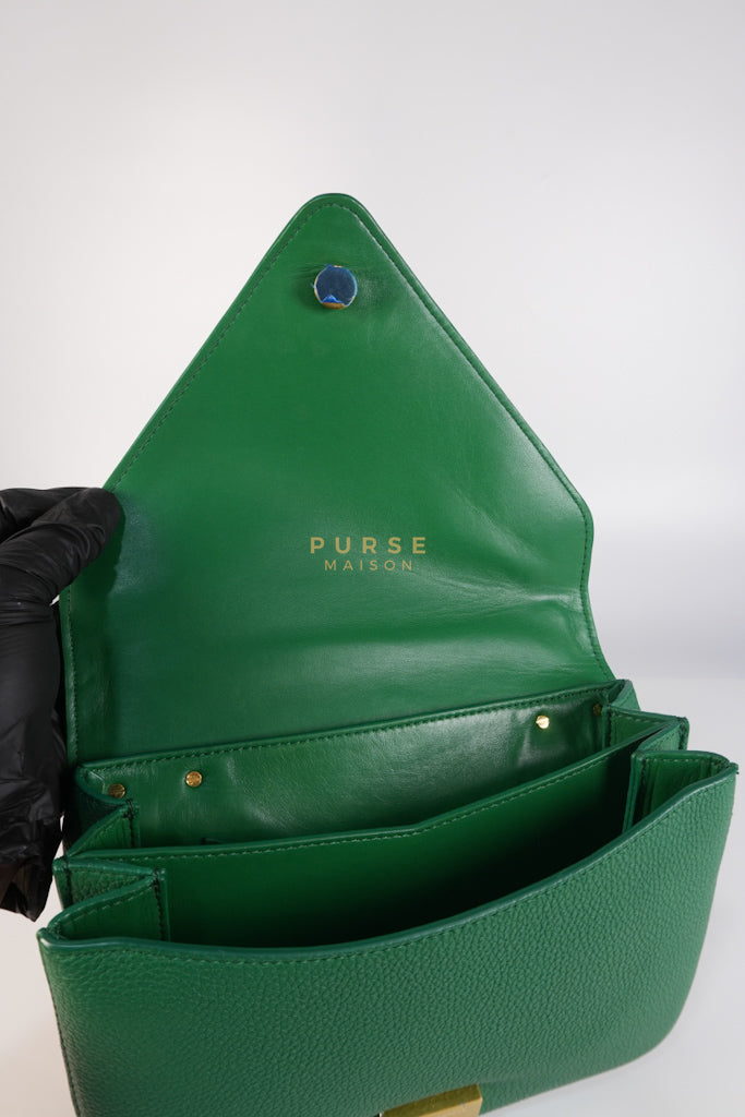 Mount Envelope Small Green in Grained Calfskin Leather Bag | Purse Maison Luxury Bags Shop