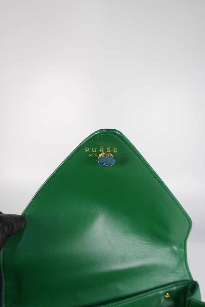 Mount Envelope Small Green in Grained Calfskin Leather Bag | Purse Maison Luxury Bags Shop