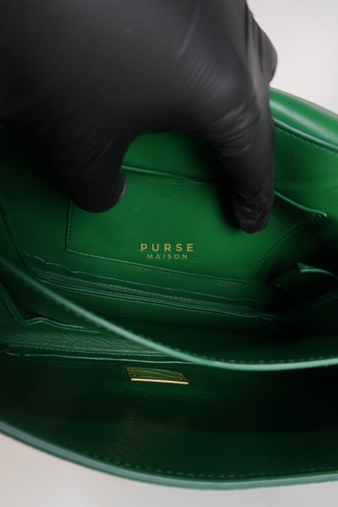 Mount Envelope Small Green in Grained Calfskin Leather Bag | Purse Maison Luxury Bags Shop