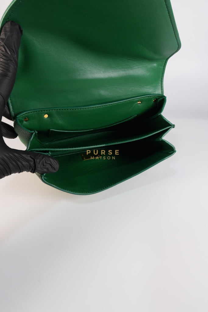Mount Envelope Small Green in Grained Calfskin Leather Bag | Purse Maison Luxury Bags Shop