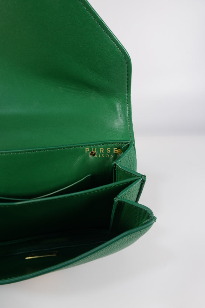 Mount Envelope Small Green in Grained Calfskin Leather Bag | Purse Maison Luxury Bags Shop