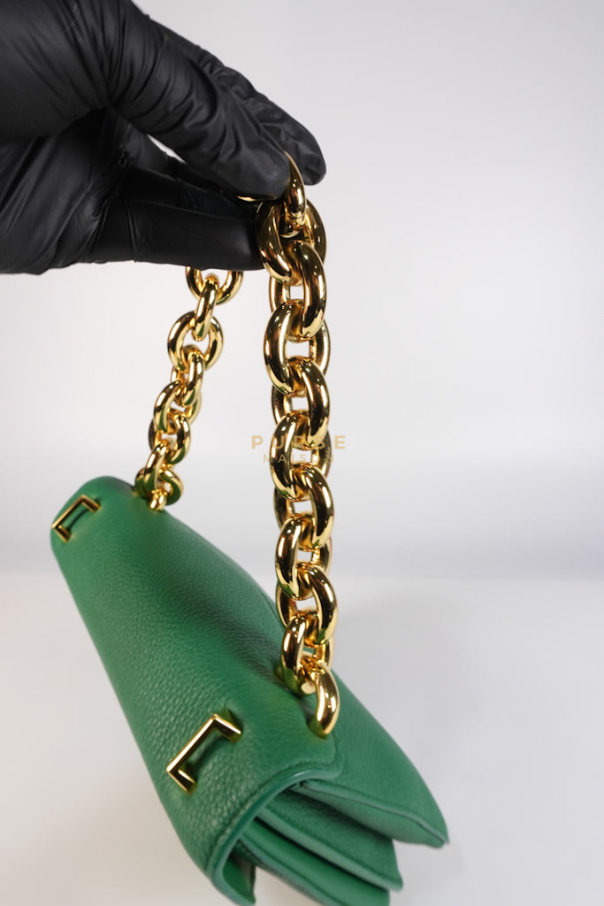 Mount Envelope Small Green in Grained Calfskin Leather Bag | Purse Maison Luxury Bags Shop