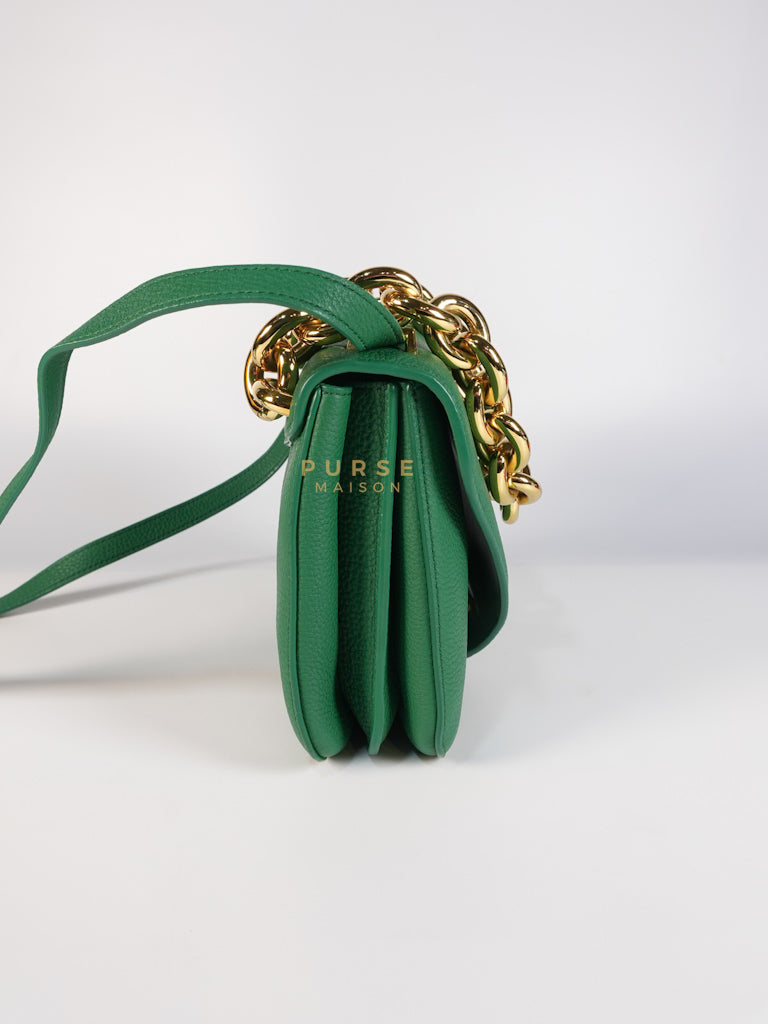 Mount Envelope Small Green in Grained Calfskin Leather Bag | Purse Maison Luxury Bags Shop