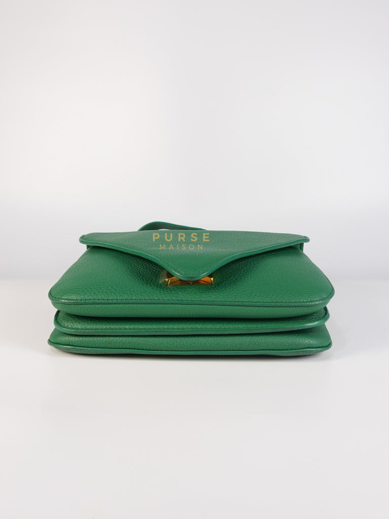 Mount Envelope Small Green in Grained Calfskin Leather Bag | Purse Maison Luxury Bags Shop