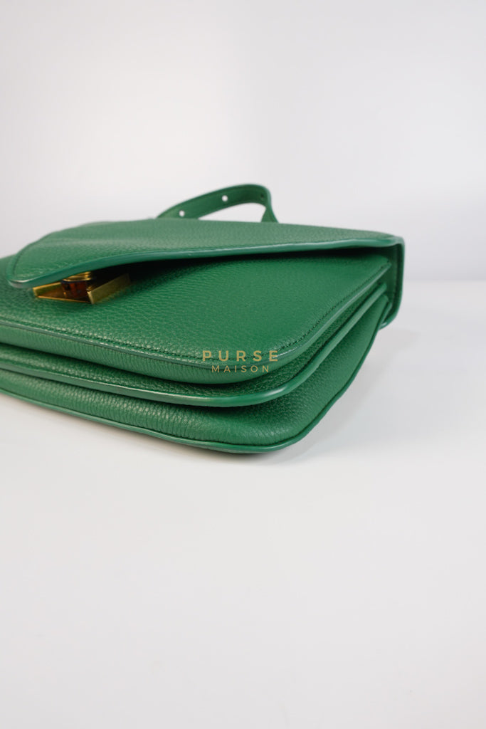 Mount Envelope Small Green in Grained Calfskin Leather Bag | Purse Maison Luxury Bags Shop