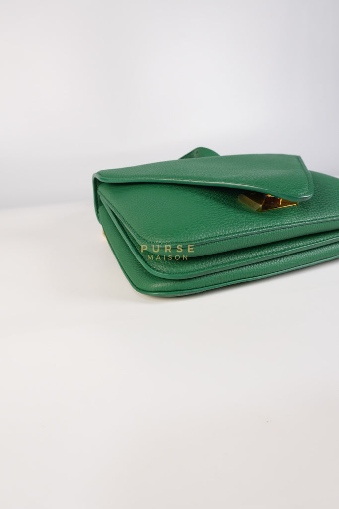 Mount Envelope Small Green in Grained Calfskin Leather Bag | Purse Maison Luxury Bags Shop