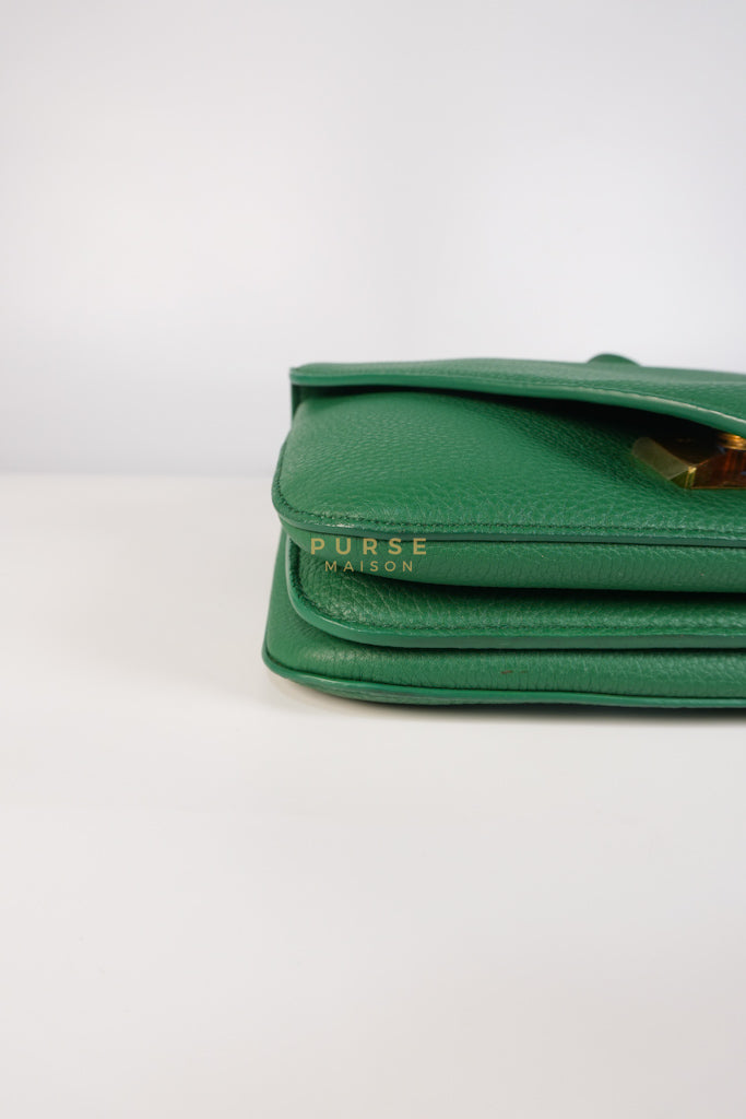 Mount Envelope Small Green in Grained Calfskin Leather Bag | Purse Maison Luxury Bags Shop
