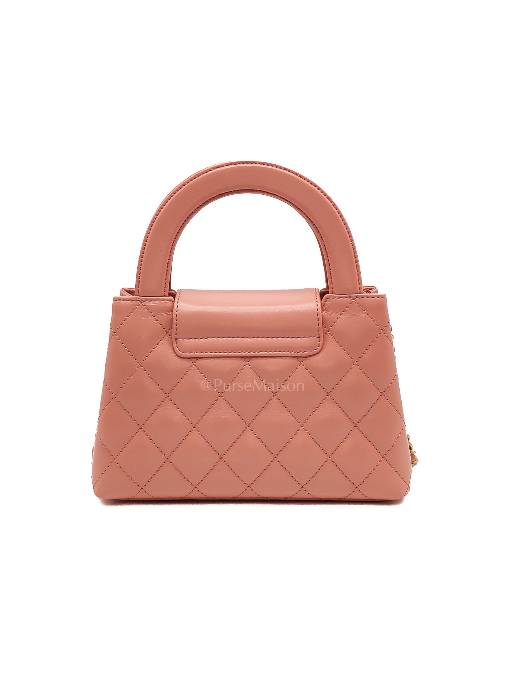 CC Kelly Small in Pink Shiny Calfskin Leather and Aged Gold Hardware (Microchip)