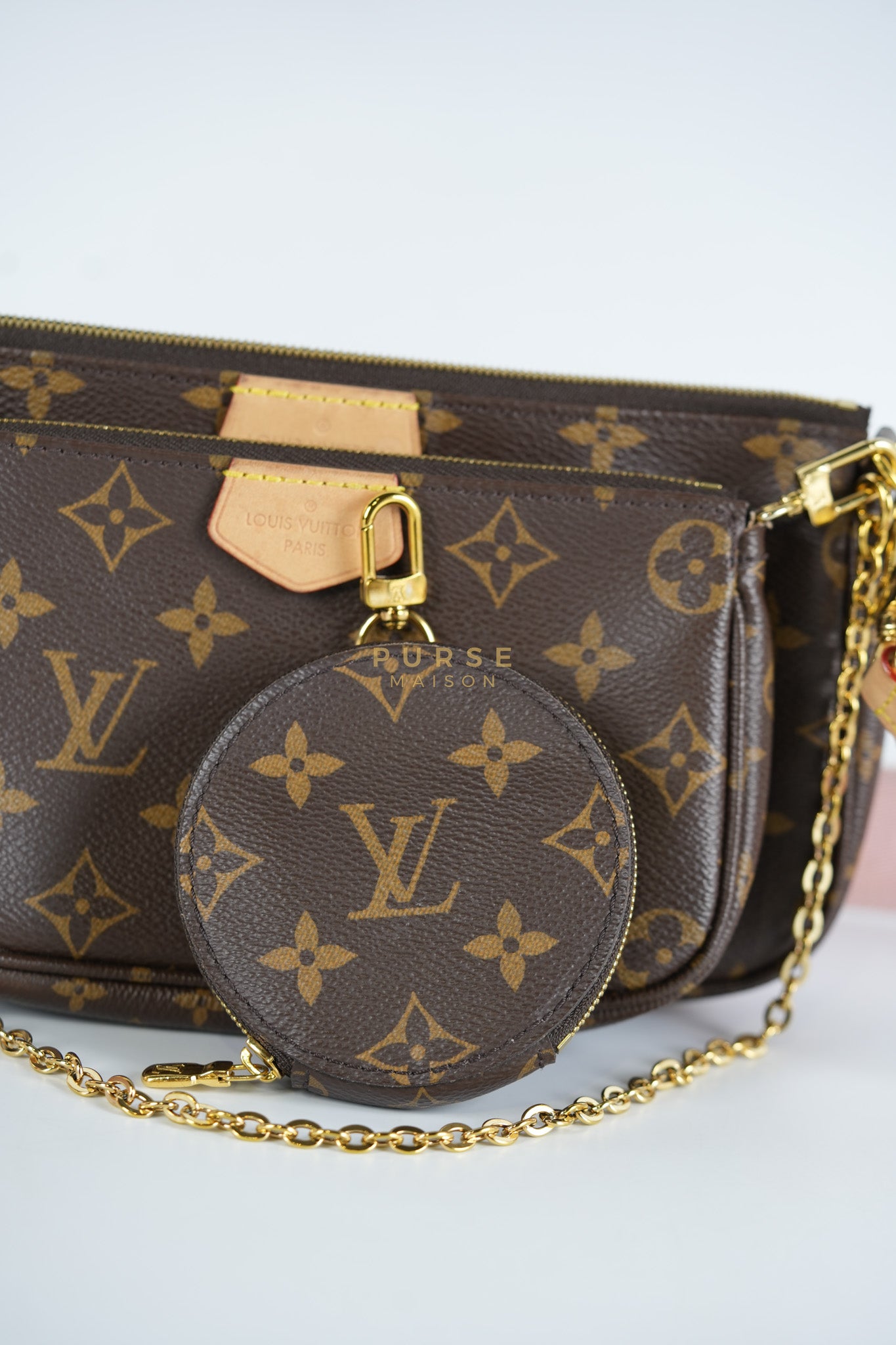 Multi Pochette Shoulder Bag in Monogram Canvas & Gold Hardware Microchip | Purse Maison Luxury Bags Shop