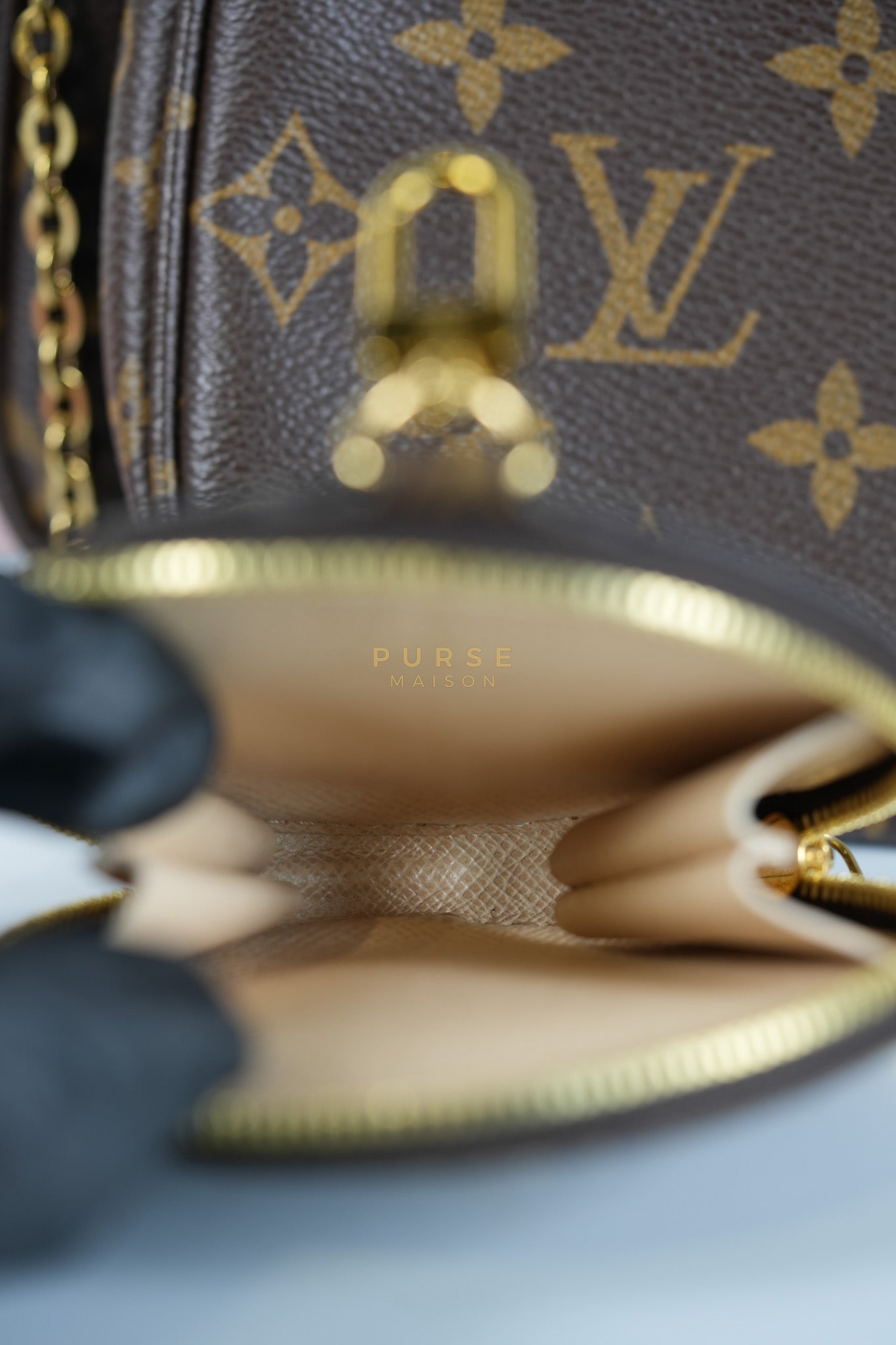 Multi Pochette Shoulder Bag in Monogram Canvas & Gold Hardware Microchip | Purse Maison Luxury Bags Shop