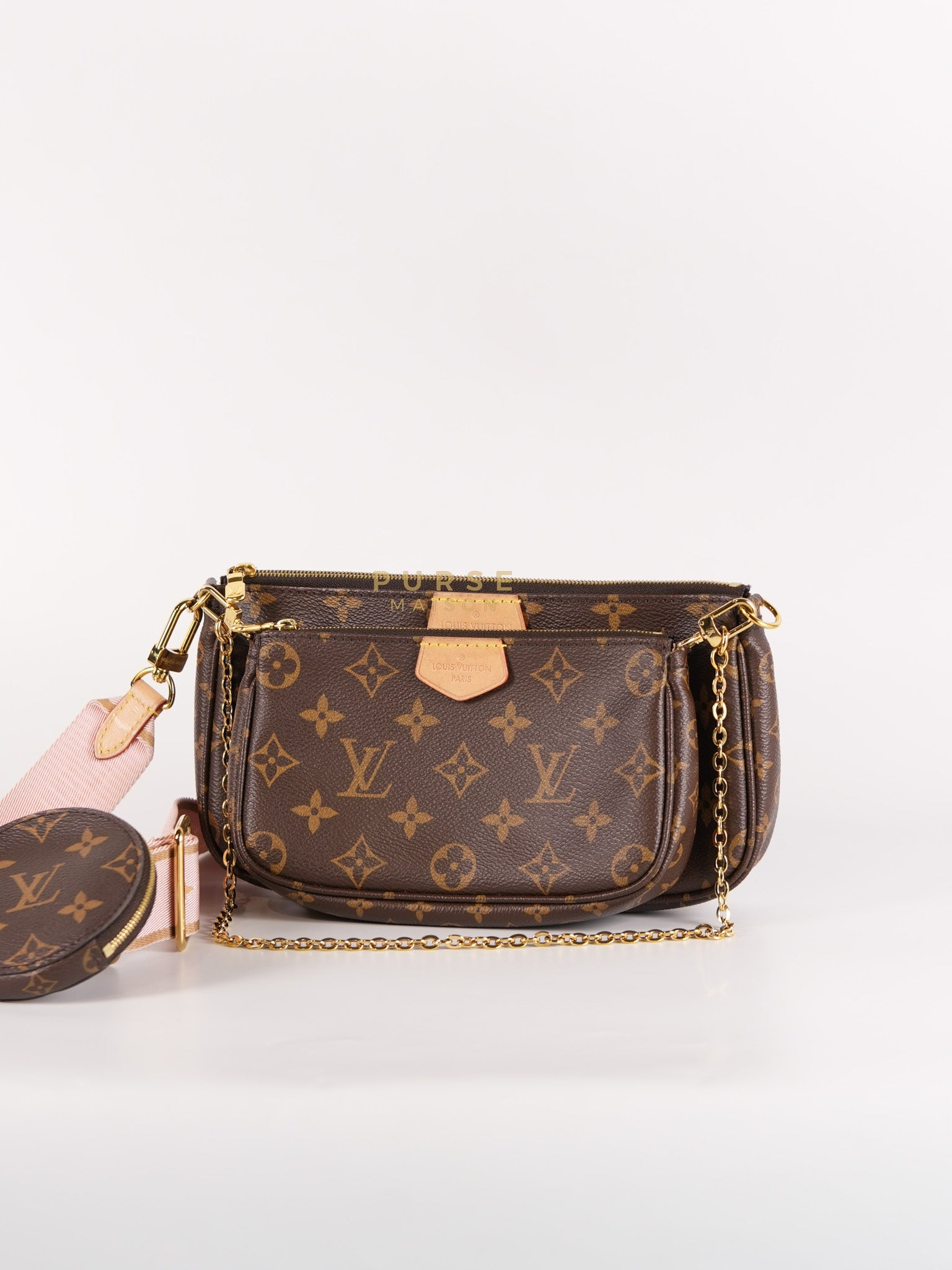 Multi Pochette Shoulder Bag in Monogram Canvas & Gold Hardware Microchip | Purse Maison Luxury Bags Shop